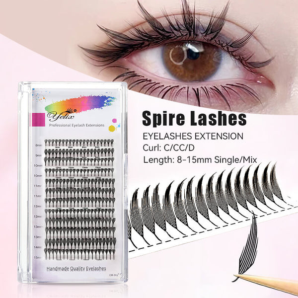Yelix Comic Spire Lashes Premade Anime Feather Shape Manga Lash Extensions for Professional Lash Artist