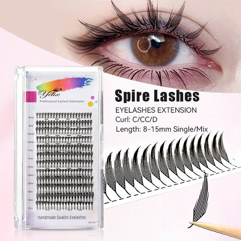 Yelix Comic Spire Lashes Premade Anime Feather Shape Manga Lash Extensions for Professional Lash Artist