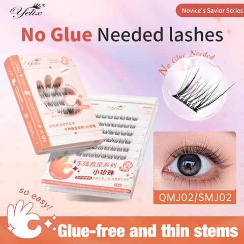 Yelix Thin Stems False Eyelashes Large Capacity No Glue 10 Rows yelixlash