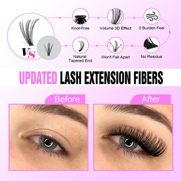Yelix New Lash Clusters Kit Wispy Eyelash Clusters Lashes Natural 30D/40D/30D+40D DIY Lash Extension Kit 9-16mm 280pcs Cluster Eyelash  (With Tweezers+Bond seal)