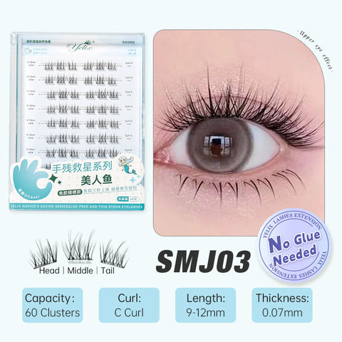Yelix Fishtail 3D Weaving Skills False Eyelashes Large Capacity No Glue 10 Rows yelixlash