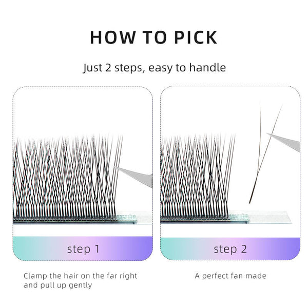 Yelix 2D Y Lashes Extensions Premade Fans Eyelashes Long Stem Super Soft Handmade Fans
