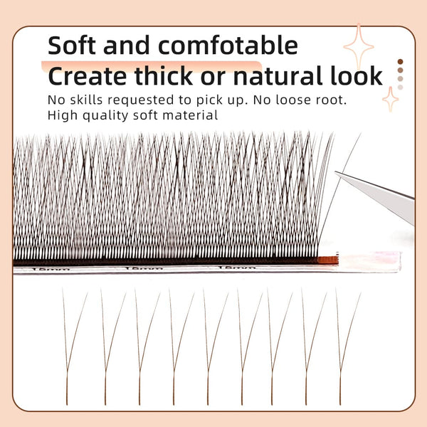 Yelix 2D Y Lashes Extensions 0.07 B/C/D Black Brown Premade Fans Eyelashes Natural Eyelash Light Volume Fans