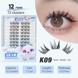 Yelix Playful Animal Series Puppy Style False Eyelashes DIY Cluster Lashes Fluffy Extension Nature Look Puppy Eyes Lashes Daily Simplicity