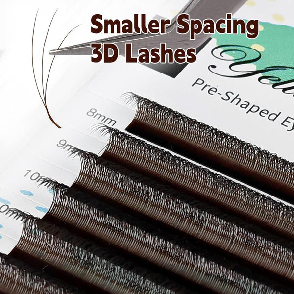 Yelix New Black Brown Smaller Spacing 3D W Lashes Natural Soft Lashes Volume Lash Tray