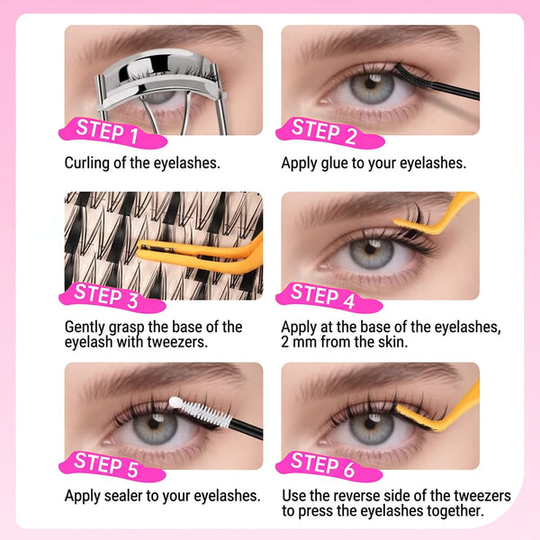 Yelix New Waterproof Anime Lash Cluster Comic Manga Lashes Stable D Curl – DIY Salon-Grade Eyelashes (MIX 8-18mm)