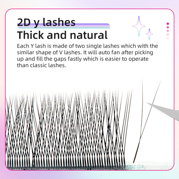 Yelix 2D Y Lashes Extensions 0.07mm 0.10mm B/C/D 6-12 Single/ Mix Length yelixlash