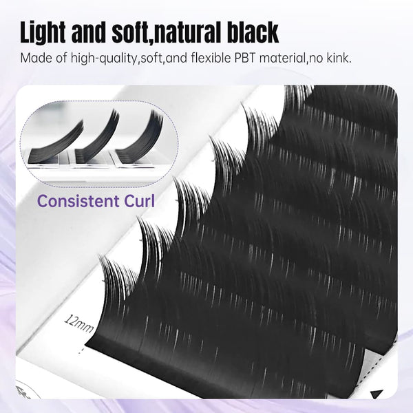 Yelix Camellia Manhua Lash with Adhesive Chinese style Packaging 0.07, I/B/C/D/LJ/LB/LC, mix 8-12mm