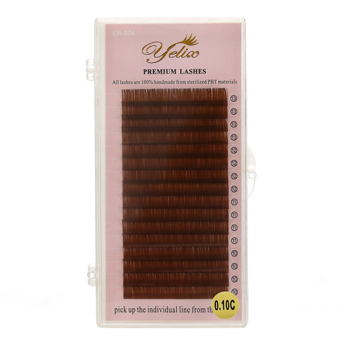 Yelix 0.07/0.10 16rows Brown Individual Eyelashes Extension