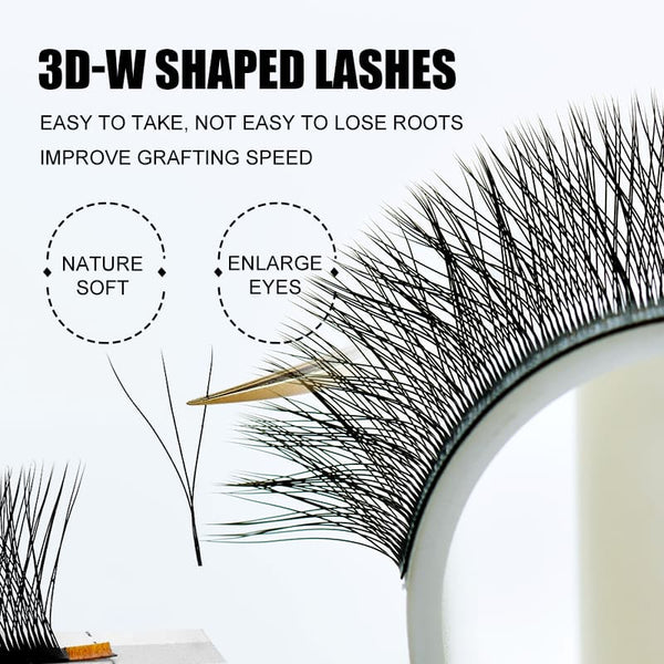 Yelix 0.05 3D-W Shaped B/C/CC/D Curl Lashes Single/Mix 8-15mm Soft Lash Trays Eyelash Extension