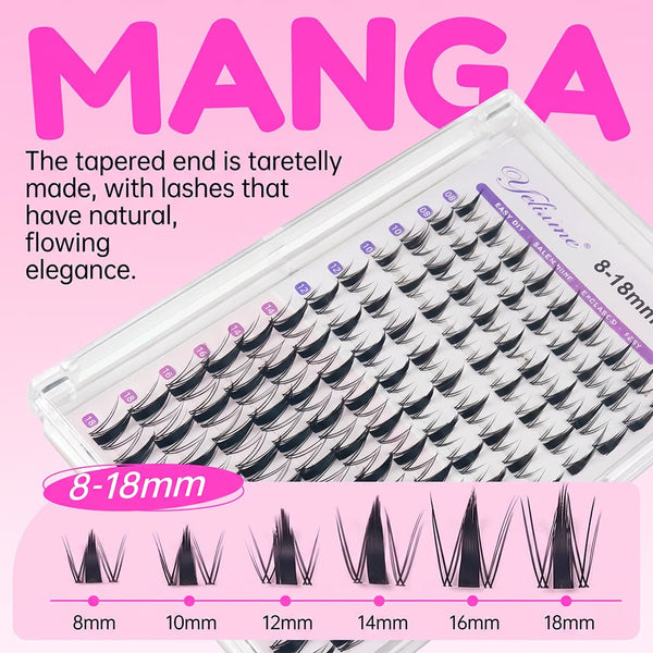 Yelix New Waterproof Anime Lash Cluster Comic Manga Lashes Stable D Curl – DIY Salon-Grade Eyelashes (MIX 8-18mm)
