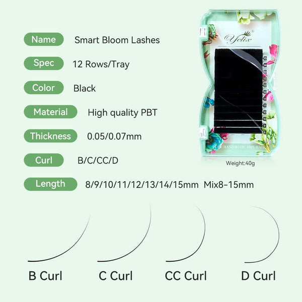 Yelix 2026 NEW Smart Bloom Lash 0.07 B/C/D Mix 8-15mm Perfect Defined Easy Fan Eyelash