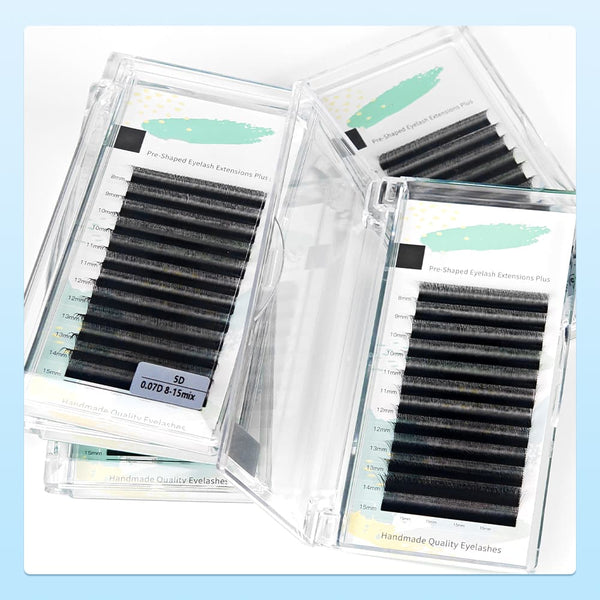Yelix NEW Smaller Spacing 5D w Lashes 0.07 C/D Curl 8-15mm Mix Volume Self Fanning Lash Extensions