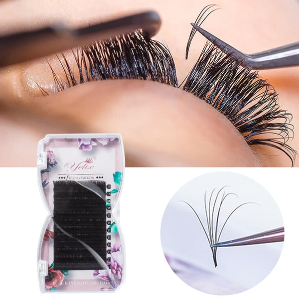 Yelix 0.07mm Standard Easy Fan Volume Eyelash Extensions Uniform Standard Length for Fast Salon Work ( B/C/CC/D/DD, Mix 8-15mm Single 8-20mm Length )