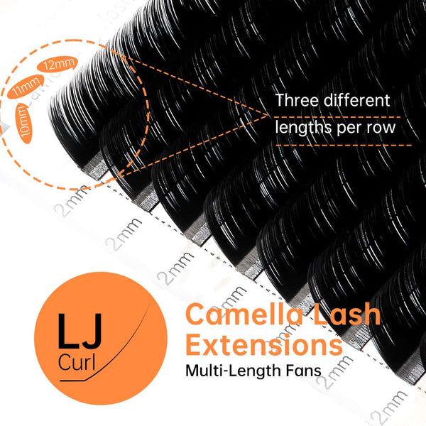 Yelix 0.10 LJ/LB/LC Camellia Lashes WIth Adhesive Wet Lashes Natural Eyelash Extensions 3 Multiple Lengths in One Row
