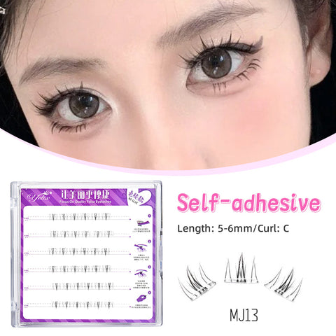 Yelix 6 Rows Cat Style Lower Eyelashes Clear Band LashesDIY Individual Manga Lash Clusters Manga Bottom Lashes Makeup Tools ﻿ yelixlash