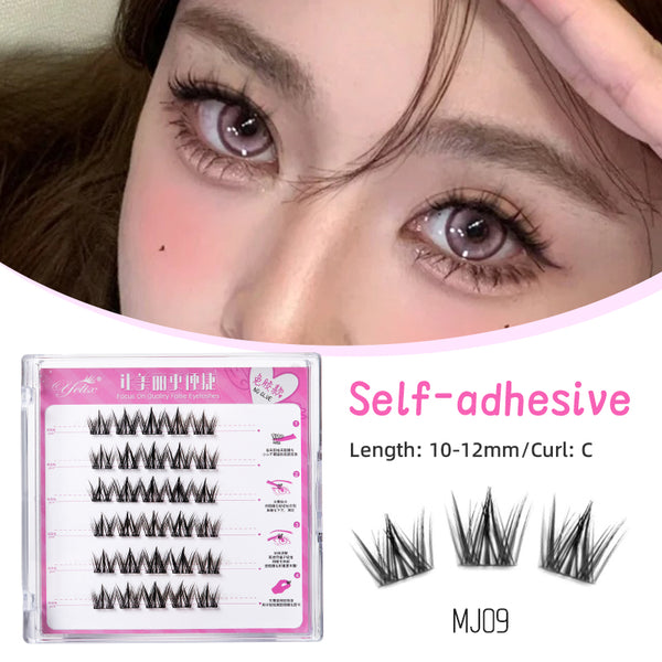 Yelix DIY Cluster Lashes Puppy lashes Segmented False Eyelashes Natural Look Dense Cluster Comic Fairy Individual 6 Rows Lash