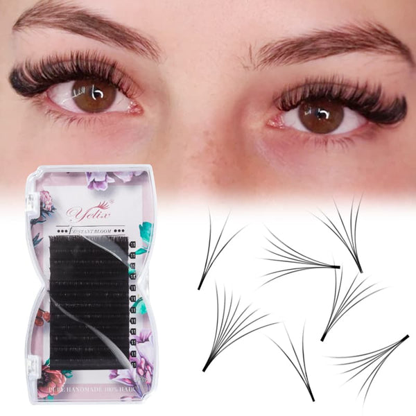Yelix 0.07mm Standard Easy Fan Volume Eyelash Extensions Uniform Standard Length for Fast Salon Work ( B/C/CC/D/DD, Mix 8-15mm Single 8-20mm Length )