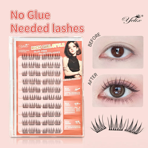 Yelix Manga Lash Clusters DIY Wispy Comic Lashes for K-Pop Idol Look Doll-Eye 10 Rows