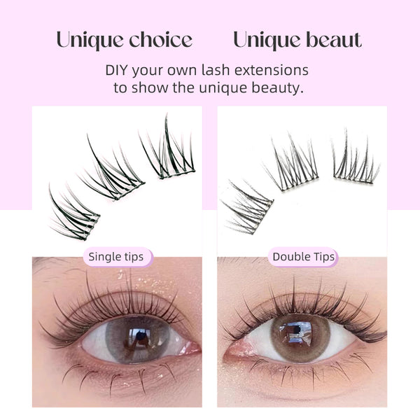 Ylix Pure Desire Cat False Eyelashes Natural DIY Cluster Lashes Classic Self-Adhesive handmade 3D Weaving Skills Individual 6 Rows Lashes