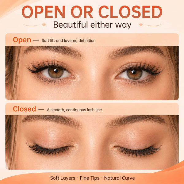 Yelix 2026 Layered Lash Cluster Fluffy Spider Wispy Lash C Curl 10-16mm (110 Custers)