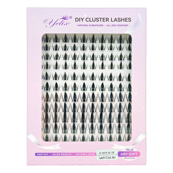 Yelix New Airy Soft Fairy Cluster Lashes – DIY Salon-Grade Eyelashes (D-MIX 8-18mm)