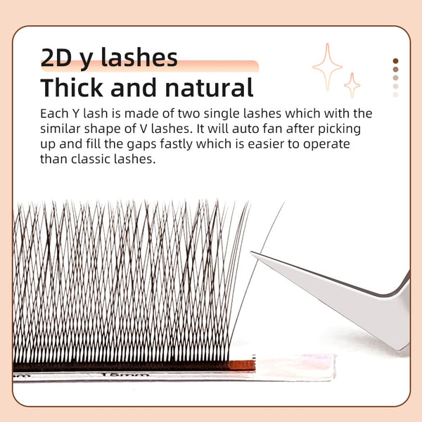 Yelix 2D Y Lashes Extensions 0.07 B/C/D Black Brown Premade Fans Eyelashes Natural Eyelash Light Volume Fans