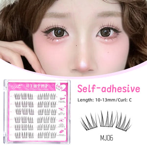Yelix 6 Rows Korean Girl Group False Eyelashes V-Shaped Extension Korean Style Comic Eye Makeup DIY Nature Cluster Lashes