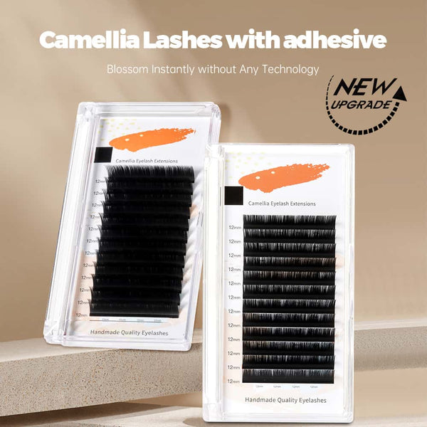 Yelix 0.10 LJ/LB/LC Camellia Lashes WIth Adhesive Wet Lashes Natural Eyelash Extensions 3 Multiple Lengths in One Row