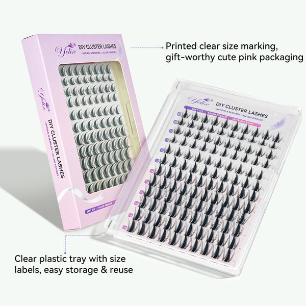 Yelix New Airy Soft Fairy Cluster Lashes – DIY Salon-Grade Eyelashes (D-MIX 8-18mm)