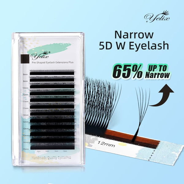 Yelix NEW Smaller Spacing 5D w Lashes 0.07/0.10 C/D Curl 8-15mm Mix Volume Self Fanning Lash Extensions