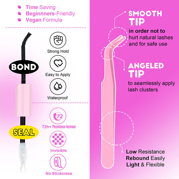 Yelix New Lash Clusters Kit Wispy Eyelash Clusters Lashes Natural 30D/40D/30D+40D DIY Lash Extension Kit 9-16mm 280pcs Cluster Eyelash  (With Tweezers+Bond seal)