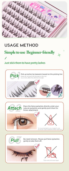 Yelix 10 Rows Glue-free Series Puppy False Eyelashes Natural Eyelash Manga Enlarge Lashes Soft False Eyelashes Daily Makeup