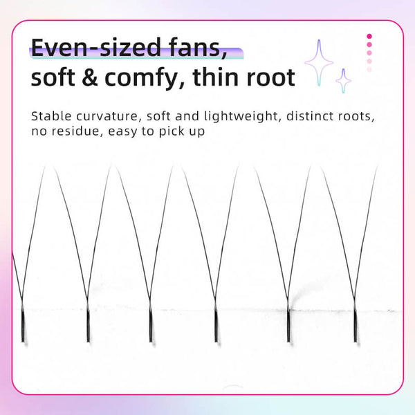 Yelix 2D Y Lashes Extensions Premade Fans Eyelashes Long Stem Super Soft Handmade Fans