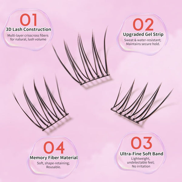 Yelix Manga Lash Clusters DIY Wispy Comic Lashes for K-Pop Idol Look Doll-Eye 10 Rows