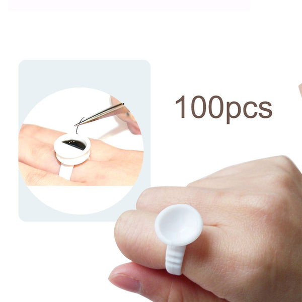 Yelix 100 Pcs Eyelashes Glue Ring Holder Eye Lashes Glue Rings