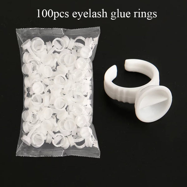 Yelix 100 Pcs Eyelashes Glue Ring Holder Eye Lashes Glue Rings